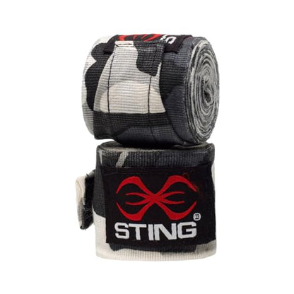 STING Elasticized Boxing Hand Wraps, Boxing Equipment for Professional Competition and Training - color: Snow Camo