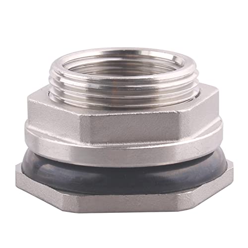 DERNORD 1” Female Bulkhead Water Tank Connector Stainless Steel Bulkhead Fittings - size: 1 Inch, style: Pack of 1