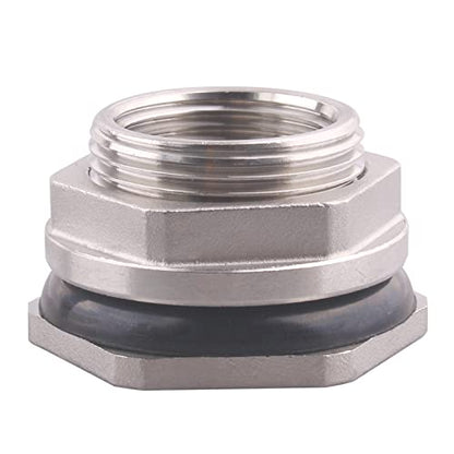 DERNORD 1” Female Bulkhead Water Tank Connector Stainless Steel Bulkhead Fittings - size: 1 Inch, style: Pack of 1