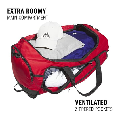 adidas Defender 5 Duffel Bag for Sports, Gym and Travel, Team Power Red 2/White, OSFA - color: Team Power Red 2/White, style: Large (100l)