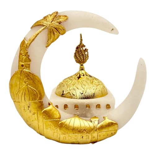 Premium Bakhoor Burner Gold/White – Elegant Decorative Incense Holder for Home & Ramadan Use (Hilal Gold) - color: Hilal Gold