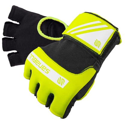 Sanabul Gel Boxing Hand Wraps for Men & Women Muay Thai MMA Kickboxing Quick Wraps Boxing Inner Gloves Wrist Knuckle Protection - color: Neongreen/White, size: Large-X-Large