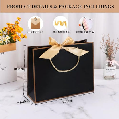 Topaliving Personalized Gift Bag with Card and Tissue Paper, 26 Letters Birthday Gift Bag 13'' Custom Valentines Weddings Present with Initials/Numbers for Women Men Kids (Red,H) - color: Red, size: H