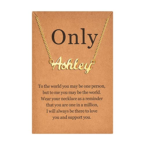 Lcherry Name Necklace Personalized for Women Gold Plated Nameplate Necklace Gifts for Girls - style: Ashley
