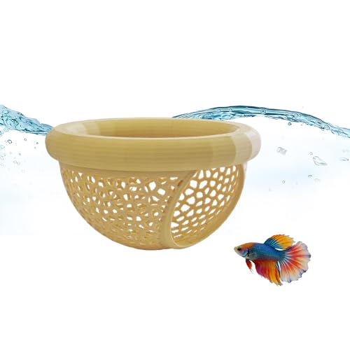 Floating Betta Hammock and Shrimp Feeder, Cave and Hammock, Small Fish Feeding Ring & Resting Spot, Fish Tank Accessories (Yellow) - color: Yellow