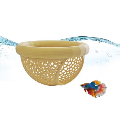 Floating Betta Hammock and Shrimp Feeder, Cave and Hammock, Small Fish Feeding Ring & Resting Spot, Fish Tank Accessories (Yellow) - color: Yellow