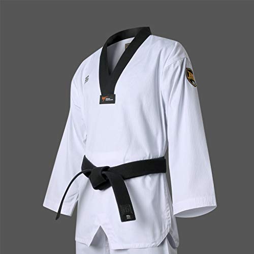 MOOTO Korea Taekwondo MTX S2 Uniform Black V-Neck Dobok MMA Martial arts Karate Basic Training WT Logo (170(Height: 170~179cm)(5.58~5.87ft))