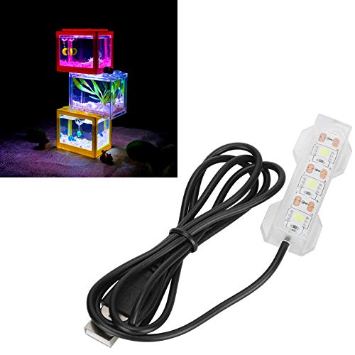 LED Aquarium Light, Light Weight USB Charging Underwater Light, Plastic Waterproof 2.4X0.8Inch for Aquarium Freshwater Office Desk Fish Tank