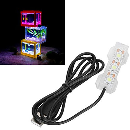 LED Aquarium Light, Light Weight USB Charging Underwater Light, Plastic Waterproof 2.4X0.8Inch for Aquarium Freshwater Office Desk Fish Tank