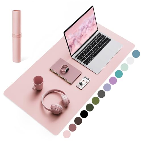 YSAGi Non-Slip Leather Desk Pad Blotter, Waterproof Laptop Computer Desk Keyboard Mat, Table Protector Mat, Large Mouse Pad for Office/Work/Home/Decor(Pink, 31.5" x 15.7") - color: Pink, size: 31.5" x 15.7"