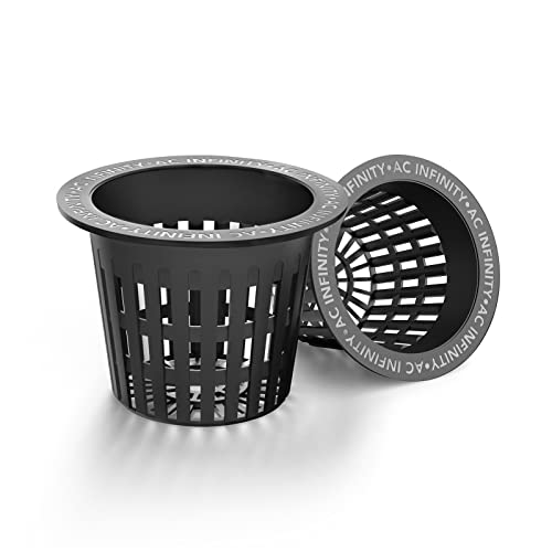 AC Infinity Net Cups 7cm Heavy Duty Garden Slotted Net Pots with Wide Lip | Wide Lip Rims, 25-Pack Black Bucket Basket for Indoor Outdoor Growing, Orchids, Aquaponics, Hydroponics - size: 3"
