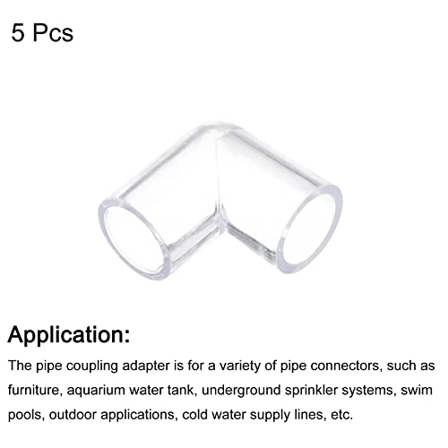 uxcell 5Pcs Clear Elbow Fitting, 16mm/0.63" 2 Way Acrylic Elbow 90 Degree L-Shaped Pipe Fitting Adapter for Connecting Water Pipes