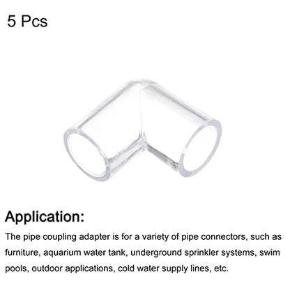 uxcell 5Pcs Clear Elbow Fitting, 16mm/0.63" 2 Way Acrylic Elbow 90 Degree L-Shaped Pipe Fitting Adapter for Connecting Water Pipes