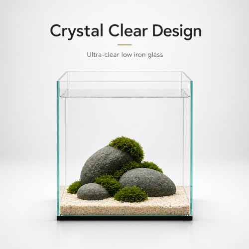 Aquatop High Clarity Low Iron Glass Cube Aquarium, 7.1 Gallon – 5mm Thick Glass – Slim Design – Ideal for Fresh & Saltwater – Desktop Tank with Silicone Sealing - size: 7.1 Gal