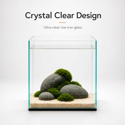 Aquatop High Clarity Low Iron Glass Cube Aquarium, 7.1 Gallon – 5mm Thick Glass – Slim Design – Ideal for Fresh & Saltwater – Desktop Tank with Silicone Sealing - size: 7.1 Gal