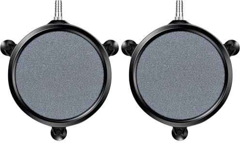 VIVOSUN Air Stone Disc 8 x 8 Inch with Shell and Sucker for Aquarium, Fish Tank and Hydroponics Air Pump (Pack of 2) - size: 8 inch-Round (Pack of 2)