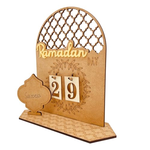 Ramadan Advent Calendar Eid Mubarak Wooden Countdown Calendars Tracker Date Gift for Muslim Islamic Holiday Table Home Decorations Ramadan Calendars (B) - color: B-Style