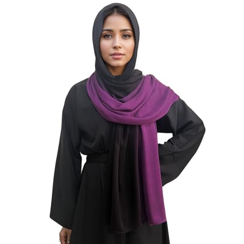 Gradient Dual Color Scarf，Elegant Ombre Headwraps Hijab, Modal Cotton Feel Lightweight Sunscreen Shawls for Women - color: 10#blackpurple