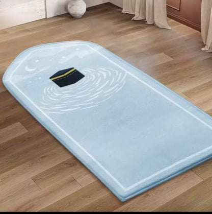 Islamic Prayer Mat for Kids, Light Blue, Lightly Padded Prayer Rug