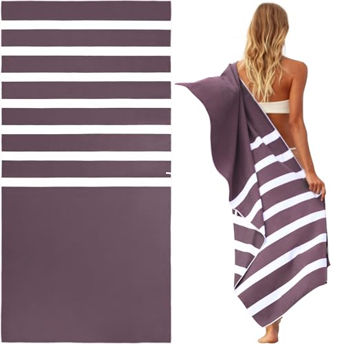 SummerSand Microfiber Beach Towel - Quick Dry, Sand Free - Compact and Lightweight for Travel - Recycled Materials - Travel Bag Included - Large Microfiber Towel (63x31.5in – Grape Purple) - color: Grape Purple