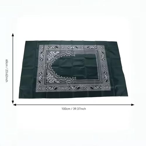 Portable Polyester Muslim Prayer Mat, Square Unnapped Woven Fabric with Directional Compass for Travel & Daily Prayer(Blue)