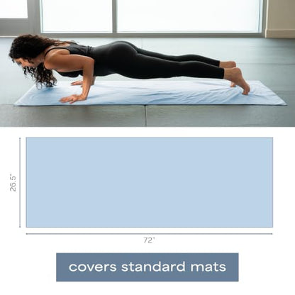 S&T INC. Aura Microfiber Yoga Mat Towel, 2 Pack, 26.5" x 72", Blue | Soft and Absorbent, Quick-Dry for Gym, Pilates, and Hot Yoga, Compact for Gym Bag, Machine Washable - color: Blue 2pk