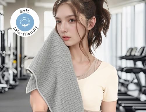 Microfiber Gym Towels 3 Pack, Quick-Drying Yoga Towels for Sport, Workout Equipment, Home and Gym, 16 Inches x 27.5 Inches - color: Blue+purple+grey