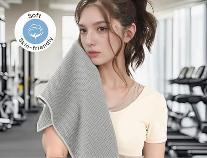 Microfiber Gym Towels 3 Pack, Quick-Drying Yoga Towels for Sport, Workout Equipment, Home and Gym, 16 Inches x 27.5 Inches - color: Blue+purple+grey