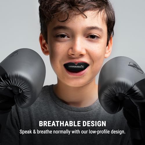 Hayabusa Combat Sports Mouth Guard Youth, Kids and Adult Sizes Comes with Case - Black/Red, Youth - color: Black/Red, size: Youth