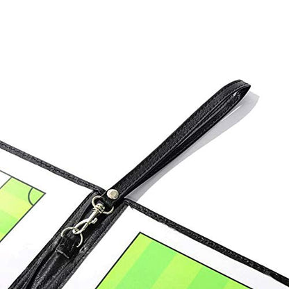 Foldable Leather Football Soccer Magnetic Tactic Marker Coaching Clipboard with Zipper and Marker Pen - Coaching Strategy Guiding Board Kit Equipment Portable Coach Tool - style: Soccer