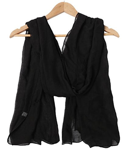 woogwin Women's Scarf Lady Light Soft Fashion Solid Shawl Wraps - color: Black