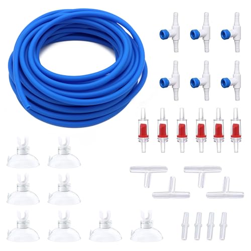 25ft Air Hose 3/16inch for Aquarium with Connector Accessories, Blue | With Connector, Check Valve, Control Valve - color: Blue, size: 25 ft.