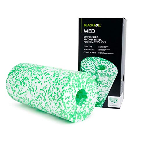 BLACKROLL - MED or MED 45 Foam Roller, Ideal for Myofascial Trigger Point Release and Back Massage, for Yoga, Exercise, Pilates, and Home Gym Workouts and Muscle Recovery, White/Green - size: 12" x 6"