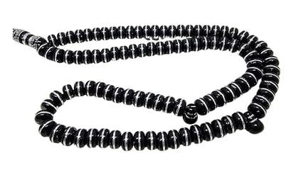Islam Tasbih 99 비즈 AMN-464 무슬림 기도 디크르 미바하 다채로운 묵주 달 별 장식 태슬 이드 라마단 선물 - color: 블랙.