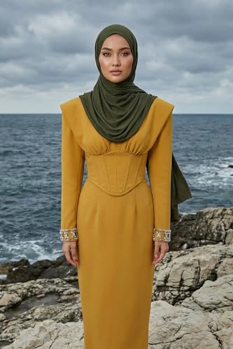 Aisha's Design Neck-Covering Practical Jersey Hijab with Built-In Ninja Bonnet - color: Army Green