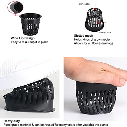 ORIMERC 12 Pack 3 inch Net Cups Pots with 12 feet Hydroponics Self Watering Wick & 12 Plant Labels Aquaponics Mason Jar Bucket Insert Orchid kratky Vegetable Garden Growing Netted Basket Slotted Mesh - size: 3 inch (12 Pack)
