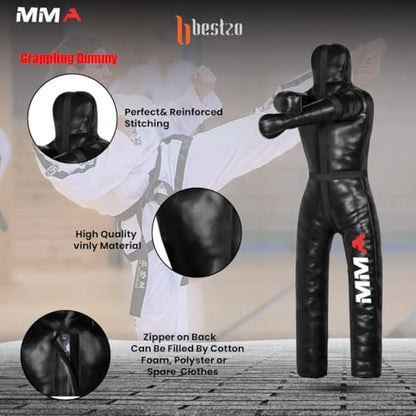 Bestzo MMA Grappling Dummy for Adult,Wrestling Dummy Jiu Jitsu, Judo Punching Bag Sparring Self Defense Training Dummy Black - Unfilled - size: 48 inches (4 ft)