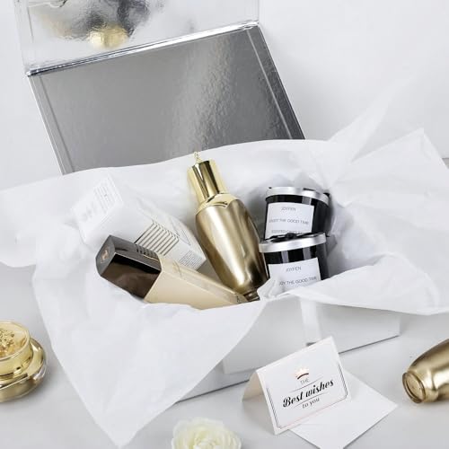 UoeRing 1 Pcs Silvery Gift Box 11.5x8x4 Inch with Magnetic Lid | Collapsible Luxury Present Box,for Birthday,Christmas Holiday Gift Includes Card,Ribbon,Tissue Paper & Shredded Filler - color: 11.5x8x4 Inch-Silvery-Pack of 1