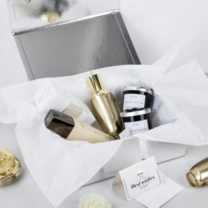 UoeRing 1 Pcs Silvery Gift Box 11.5x8x4 Inch with Magnetic Lid | Collapsible Luxury Present Box,for Birthday,Christmas Holiday Gift Includes Card,Ribbon,Tissue Paper & Shredded Filler - color: 11.5x8x4 Inch-Silvery-Pack of 1