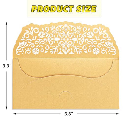 WorldBazaar 24PCS Gold Glitter Money Envelopes for Cash - size: 6.8 inches by 3.3 inches
