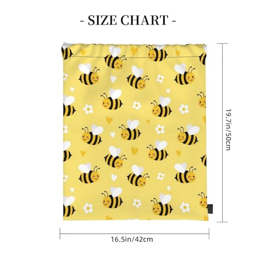 Polyester Drawstring Bag for Men Women, Cute Honeybee Bee Light Yellow, Large Capacity Sports Sack for Beach Swimming - color: Pattern (377)