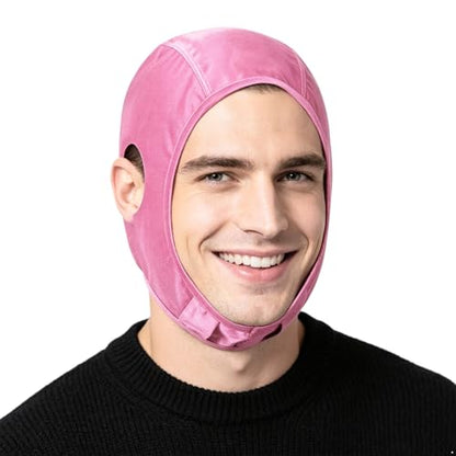YiZYiF Wrestling Hair Cap Cover Universal Fit for Any Headgear with Chin and Open Ears Long Hair Slicker for Grappling - color: Pink