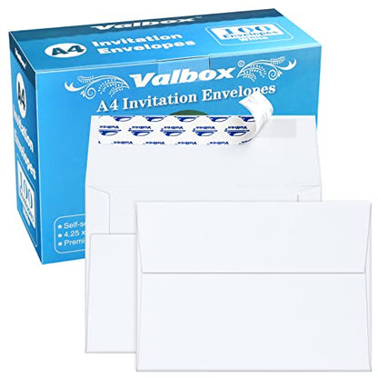 ValBox A4 Photo Envelopes 100 Qty 4 x 6 White Kraft Paper Envelopes Self Seal for 4x6 Cards, Photos, Weddings, Invitations, Baby Shower, 4.25 x 6.25 Inches (A4) - color: White, size: A4 (4.25 x 6.25 Inches)