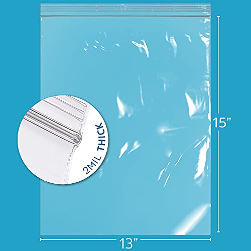 GPI - 2 Gallon Zip Bags, 13" x 15" Large Reclosable Lock Zip Bags, Clear Plastic Zipper Storage Bags with Zip Top Lock for Freezer, Clothing, Food, Documents & Supplies - 500 Count - size: 13" x 15"