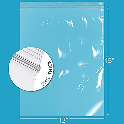 GPI - 2 Gallon Zip Bags, 13" x 15" Large Reclosable Lock Zip Bags, Clear Plastic Zipper Storage Bags with Zip Top Lock for Freezer, Clothing, Food, Documents & Supplies - 500 Count - size: 13" x 15"
