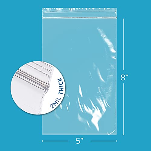 5 x 8 inches, 2Mil Clear Reclosable Zip Bags, case of 1,000 GPI Brand - size: 5" x 8"