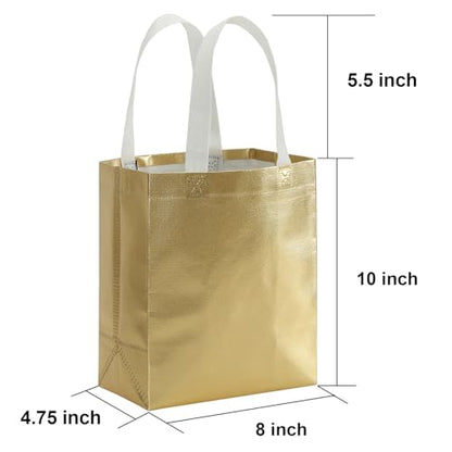 Tosnail 40 Pack 10 x 8 Inch Reusable Present Gift Bag, Medium Grocery Bags, Shopping Tote Bag for Weddings, Birthday, Party - color: Gold