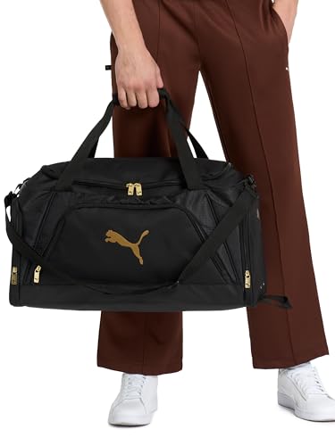 PUMA unisex-adult Accelerator Duffel Bag with Removable Strap & Shoe Pocket - color: New Silver/Black