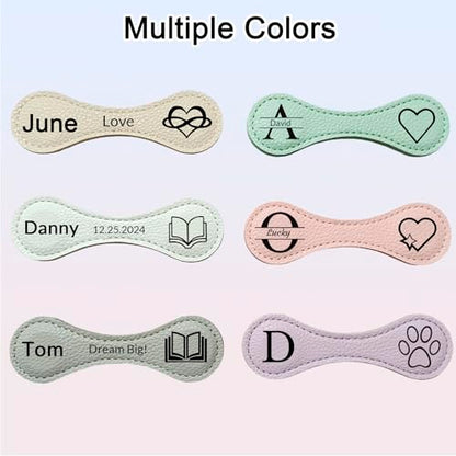 Personalized Magnetic Leather Bookmark, Custom Magnetic Leather Bookmark with Logo Text, Magnetic Bookmarks for Women, Gift for Reader, Book Lover, Men, Women, Friend, Birthday (26 Letters) - color: 26 Letters