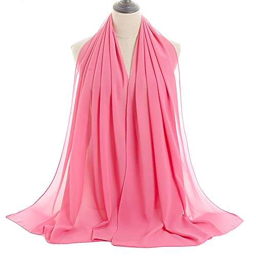 YOUR SMILE for Women Lightweight Breathable Solid Color Soft Chiffon Long Fashion Scarves Sun-proof Shawls Wrap - color: Soft Pink